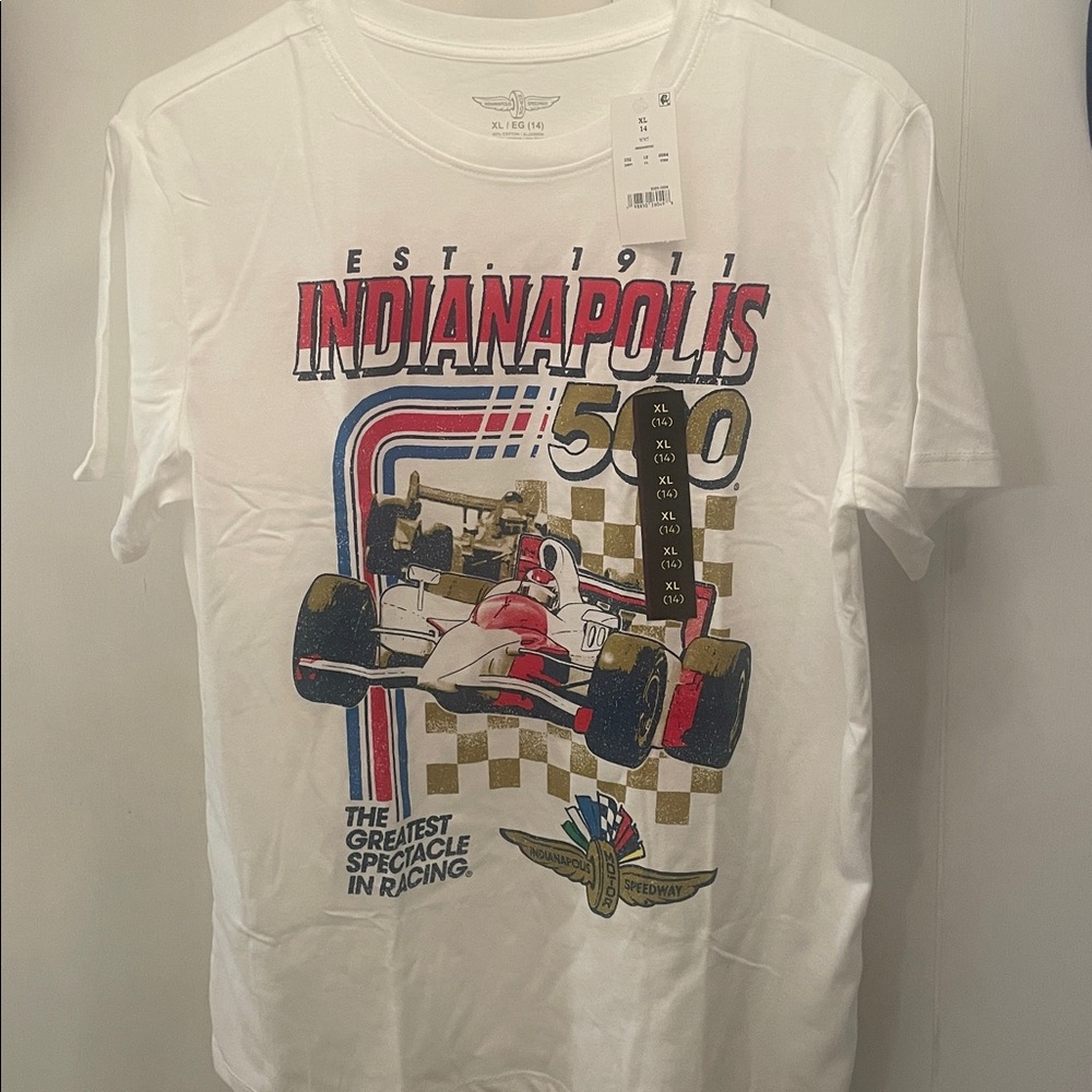 Indianapolis 500 White Graphic T-Shirt- Boys Sz XL